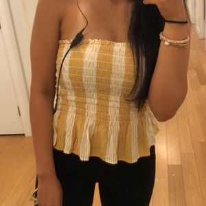 American eagle yellow and white striped tube top